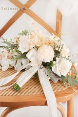 Cascading 11″ White Rose Bridal Bouquet for Rustic Boho Weddings & Events