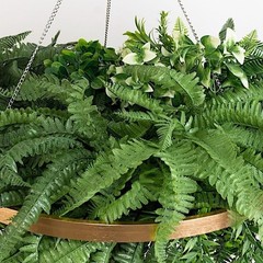 42 in Green Faux Fern Artificial Greenery Bush with Gold Metal Hanging Hoop