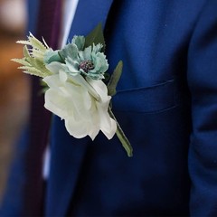 Boutonniere Brooch Flower Bridegroom Groom Men’s Boutineer with Pin for Weddi…