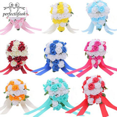 PE Foam Flower Artificial Water Drop Shaped Turquoise Royal Blue Bridal Bouquets