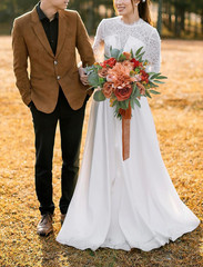Rustic Burnt Orange Wedding Bouquet – Artificial Terracotta Flowers for Bride