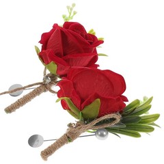 2 Pcs Wedding Groom Corsages Bridal Rose Boutonnieres Flower Decoration