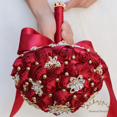 Bridal Wedding Bouquet round Holding Bouquet Throw Toss Artificial Rose Flower B