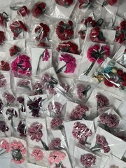 Vintage Craft Bulk Lot Satin Ribbon Roses Wire Stem Roses Assorted Size Colors