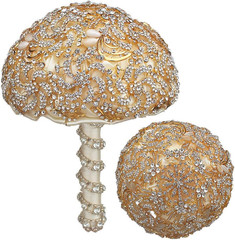 Wedding Bouquet with Golden Luxury Artificial Diamond,Set Including Bouquets, Wr