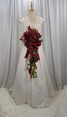 Roses and Ribbons Red Berry Cascade Faux Silk Wedding Bouquet