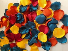 Teal, Burgundy Rust Yellow Sunflower Fall Wedding Decor Flower Petals I Do BBQ
