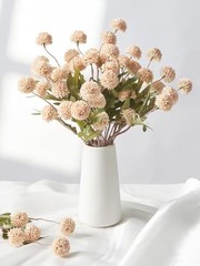 Silk Flowers Pompon Mums Artificial Flowerspcs 50 Heads Fake Mini 10 Beige