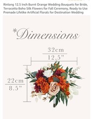 Rinlong 12.5″ Bridal Bouquet Burnt Orange/Terracotta Gold
