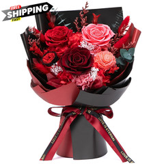 Bessol Flowers for Delivery Preserved Small, Red Flower Bouquet
