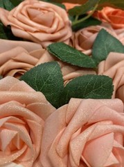 25-50 Pcs Foam Artificial Rose Heads Flowers W/Stem Wedding Bride Bouquet Decors