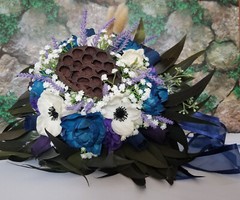Bride, Maid of Honor Bridesmaid Bouquet Mix dried Eucalyptus wood & Silk flowers