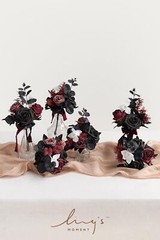 Ling’s Moment Burgundy Black Wedding Flowers Mini Bridesmaid Bouquets Set of …