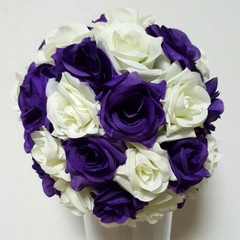6 Inches Purple & Ivory Rose Flower Pomander Wedding Ball – USA Seller
