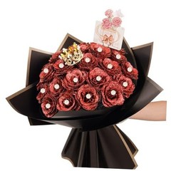 25 Pcs Glitter Roses Bouquet,DIY Artificial Bouquet of Shiny Faux Rose Red