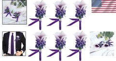 Wedding Anniversary Boutonniere Purple 6 Pcs