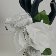 Prom Wrist Corsage & Boutonniere Artificial White Silver Diamond