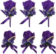 Wrist Corsage Boutonniere Set 6 Pack, Artificial Rose Bridesmaid Corsage and …