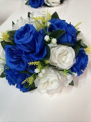 Flower Balls Wedding Rose Centerpiece Royal Blue&white (READ DESCRIPTION) 11”