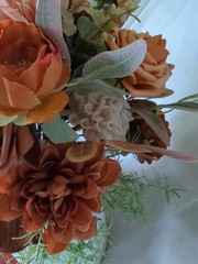 Terracotta Bridal Bouquet Artificial Silk Foam Flowers