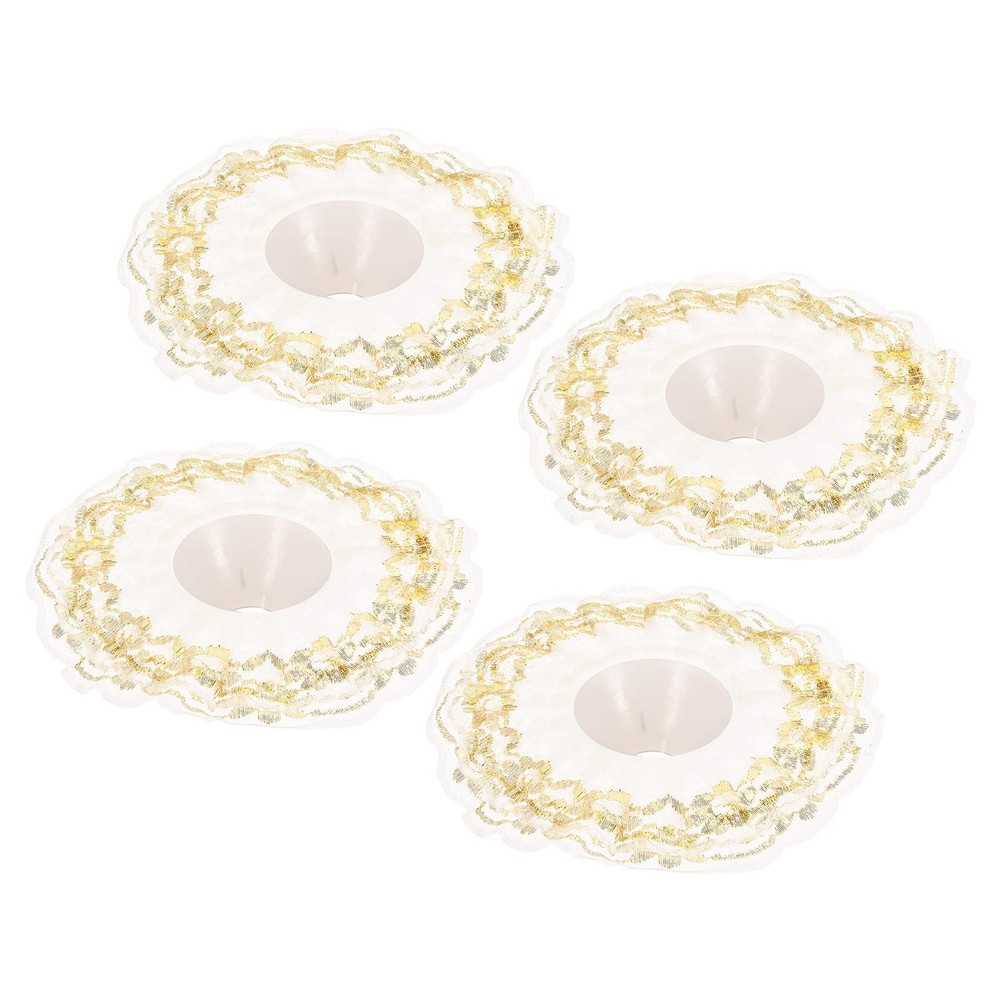 4Pcs Lace Bouquet Collar DIY Decoration Wedding Bridal Bouquet Holder Gold Tone