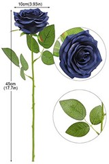 Artificial Rose Flower Flowers Roses Silk Flowers 12 pcs with 12pcs Navy Blue