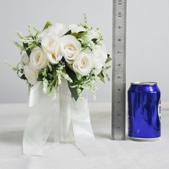 Wedding Bouquet, Silk Roses, Bride Bridesmaid Flowers, Church Decoration, White