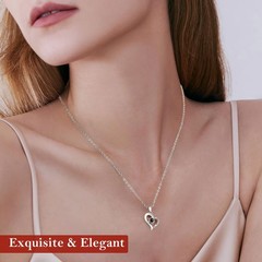 Emibele Preserved Real 3.94 x 3.74 x 4.25 inches, Pink Rose + S925 Necklace