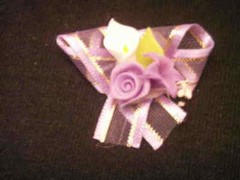 60 mini clay rose & lily with ribbon 1.5″ x 1″ lilac