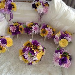 Wedding flowers bridal bouquets decoration sunflowers lavender purple or u pick