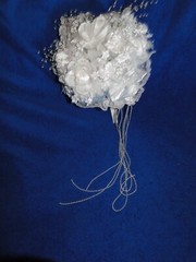 New Stunning white floral and light blue tulle/beads Bridal Bouquet