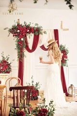 5 Piece of Wedding Arch Flowers Kit with Drapes Ceremony Backdrop Decor
