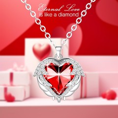 worthfan Preserved Red Real Rose with Necklace Forever Flowers Diamond