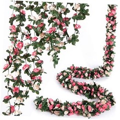 8 Pcs x 8.2 ft Flower Garland Artificial Rose 8 Vines 66FT Spring-pink-8pcs