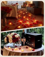 1000/2000pcs Artificial Rose Petals with LED Tea Lights Kit for Special and Rom