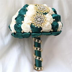 Ivory and Navy wedding bouquet artificial Sweet 15 Quinceanera bouquet
