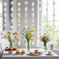 8 Packs Wildflower Paper Hanging Garland Birthday Decorations, Flower Party