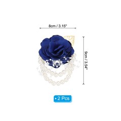 2 Pcs Rose Bridesmaid Wrist Flower Artificial Bride Wrist Deep Blue