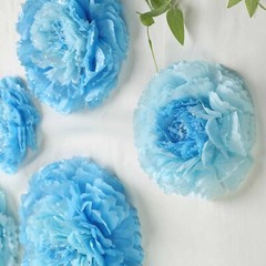 24 pack 7″ 9″ 11″ Aqua Blue Tissue Paper Carnation Flowers Home Backdrop