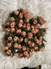 Vintage Poly Silk Rose Buds Flower Wire Stem Bouquet Wedding Crafts Hats Dolls