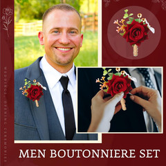 40 Pcs Rose Wrist Corsage and Boutonniere Set Wedding Corsage Wristlet Bride Bri