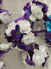 Wedding Bouquet Package, Turquoise, Purple, White, Flower Set 12 Pieces