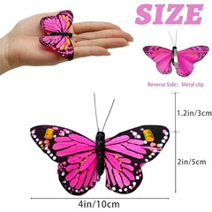 6pcs Artificial Butterfly Decorations with Clip – Artificial Feather Butterflies