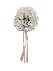 BOUQUET WHITE ROSE FLOWERS PINK ACCENTS WEDDDING BRIDE BRIDESMAID FLOWER GIRL