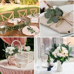 100pcs Artificial Eucalyptus Leaves Stems, 5 Kinds Mixed Fakeery 100 Pcs Green