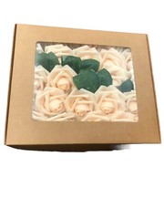 25-50 Pcs Foam Artificial Rose Flower Heads W/Stem Wedding Bride Bouquet Decors