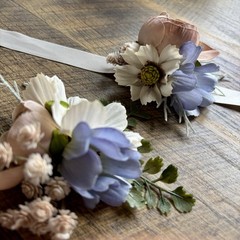 Lot Of 2 Corsages Wedding Accessories Dusty Blue/Dusty Pink/Ivory New