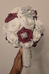 Bridal Party Set: Bride/Bridesmaid Bouquets, Boutonniers, and flower girl basket