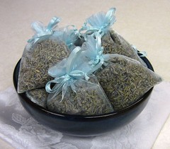 Set of 10 Lavender Sachets made with Light Blue Organza Bags