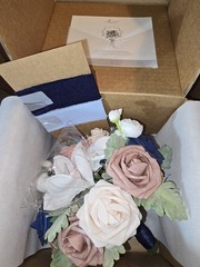 Ling’s Moment 9″ Wedding Dusty Rose/ Navy Bouquet for Bride, Bridesmaid’s Bouque